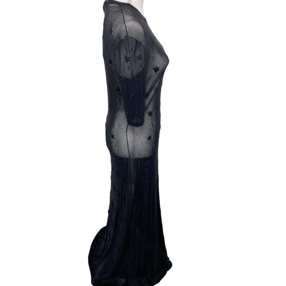 Vivienne Tam “Sheer Beauty” Embroidered Maxi Dress Size S/L Black - Picture 3 of 14